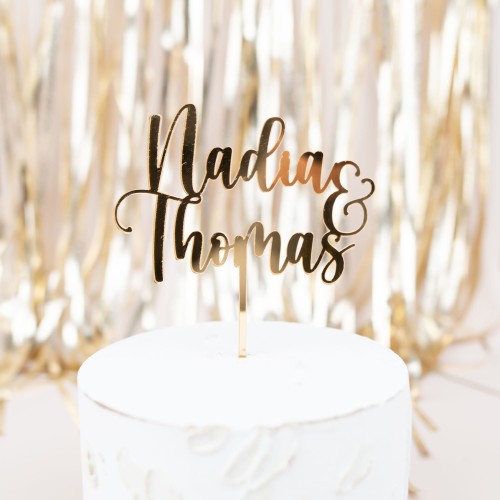 Personalisierter Cake Topper Hochzeit Gold