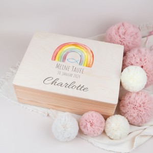 Erinnerungskiste Regenbogen Taufgeschenk
