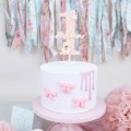 Handgefertigter Cake Topper für den ersten Geburtstag mit Zahl 1 in Pfirsichton, niedlichem Bären und Blume