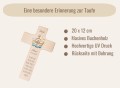 Taufkreuz mit Arche Noah in sanften Farbtönen – personalisiertes Geschenk zur Taufe