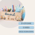Organizer für Kinder mit Namen – Baustelle-Design mit Kipplaster und Bauarbeiter-Mädchen
