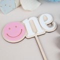 Tortenstecker One mit Smiley, personalisierte Dekoration für Smash Cake und Kindergeburtstag