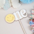 Handgemachter Cake Topper One mit Smiley, Partydeko für Babygeburtstag