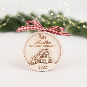 Personalisierte Holzanhänger , Erstes Weihnachten im neuen Zuhause