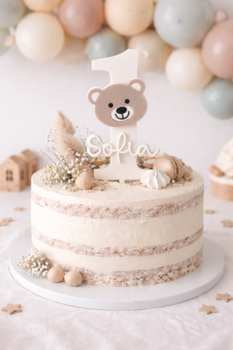 Personalisierter Cake Topper mit Teddy und Name