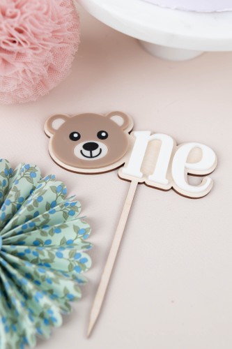 Cake Topper ONE mit Teddy Bär