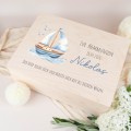 Erinnerungskiste Kommunion Junge mit Name christliches Geschenk Holzbox