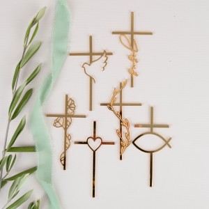Cake Topper Kreuz Gold