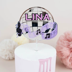 Discokugel Silber Musik Cake Topper 
