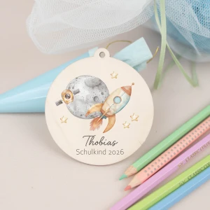 Personalisierte Schultüte Anhänger Rakete