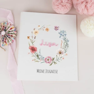 Zeugnismappe Blumenkranz 
