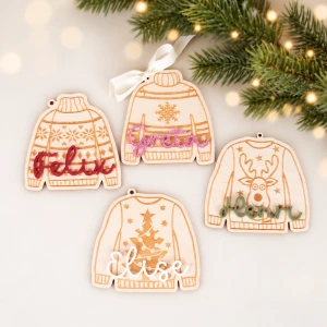 Ugly Christmas Sweater - Personalisierte Holzanhänger  